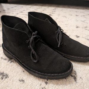 Clarks Desert Suede Boots Black Mens Size 7.5